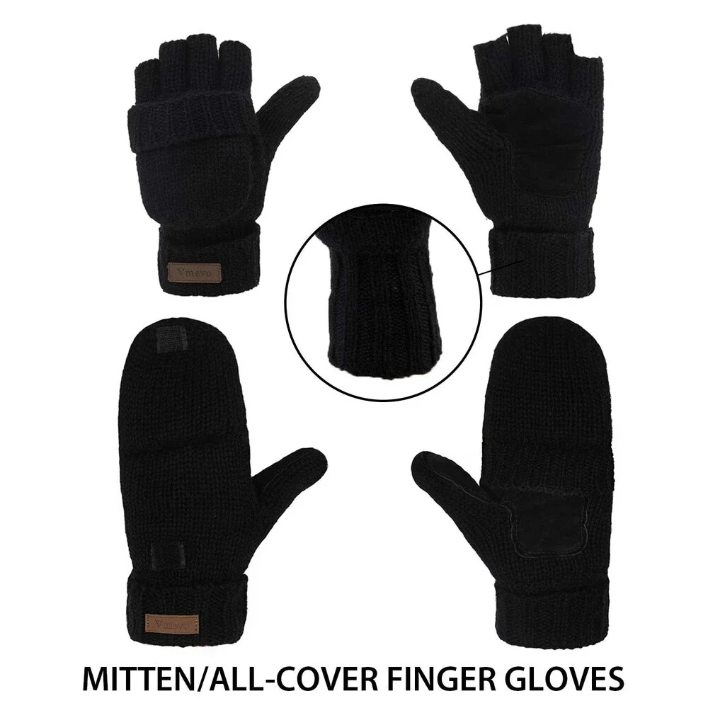 ViGrace Women's Convertible Fingerless Knit Wool Mittens - NWOT